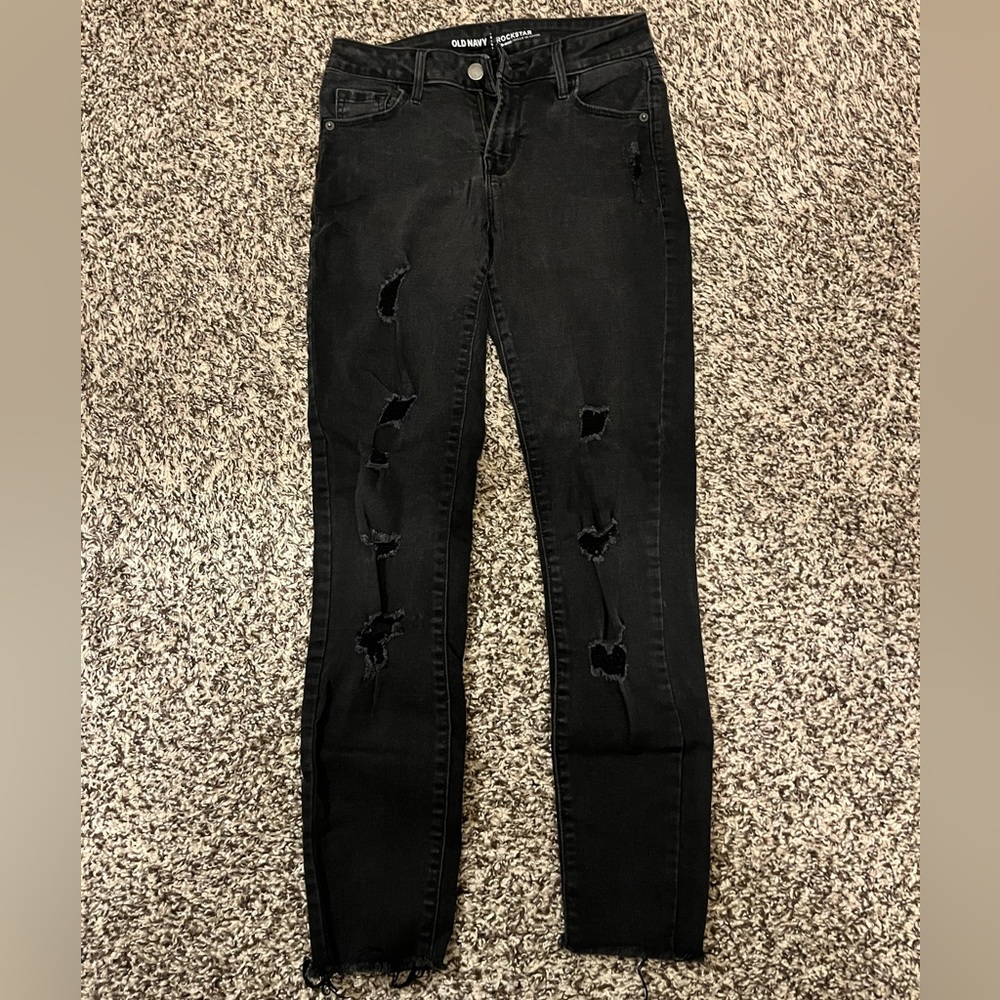 Old Navy Women's Black Ripped Skinny Jeans